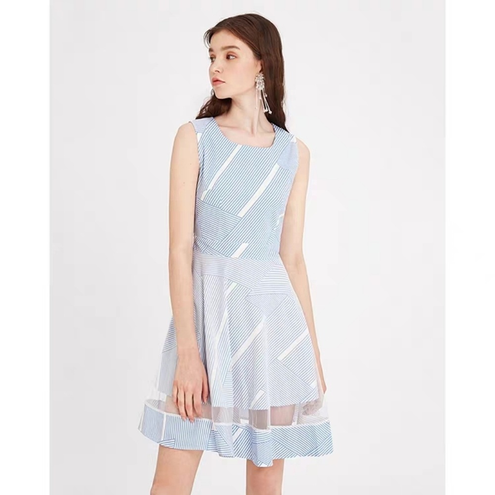 Blue print patchwork dress
